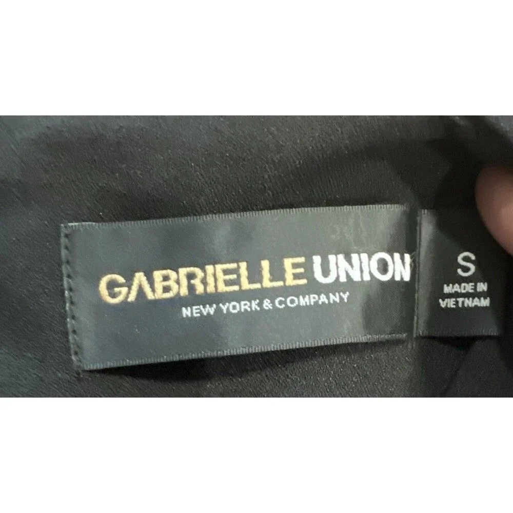 Gabrielle Union NY&Co Womens Black Sheath Dress Flutter Sleeve V Neck Sz S Small - Picture 3 of 12